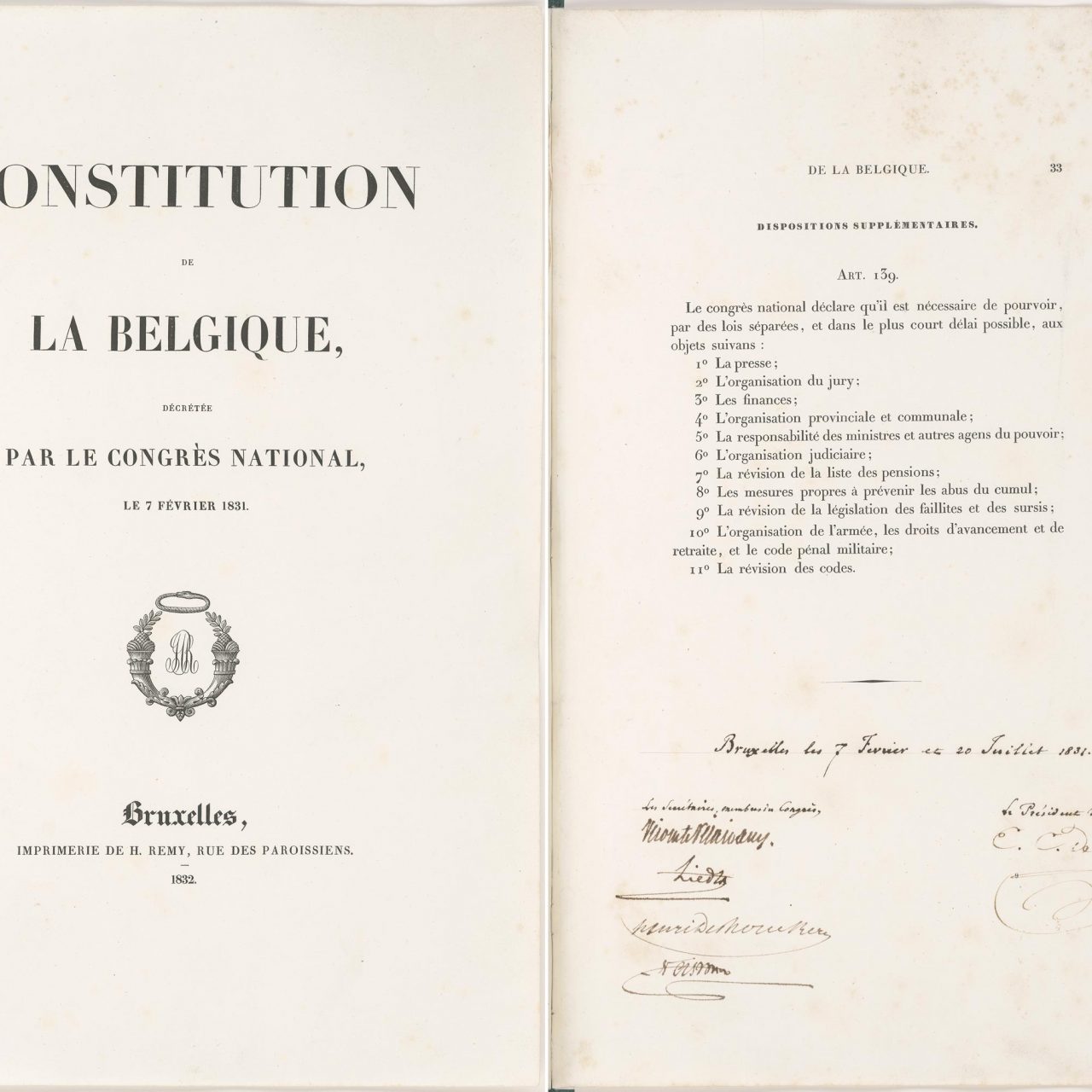 Constitution de la Belgique